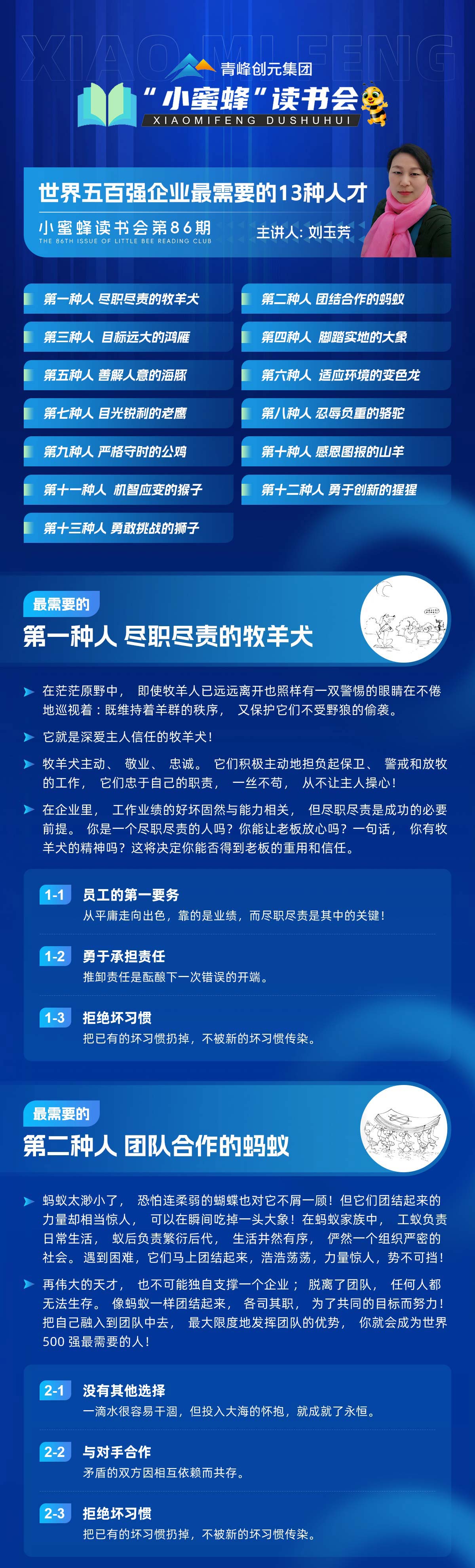 青峰創(chuàng)元集團(tuán)“小蜜蜂”讀書會(huì)第86期活動(dòng)報(bào)道：《世界五百?gòu)?qiáng)企業(yè)最需要的13種人才》--劉玉芳